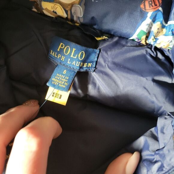 New Polo Bear Ralph Lauren Boy Water Repellent Navy Down Hood Pony Jacket - Picture 9 of 16